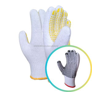 Gants antidérapants de sécurité améliorée en blanc blanchi à pois en PVC noir pour les tâches de coupe et d'élagage des cultures - Product Image 4