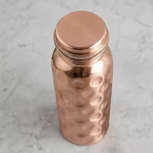 Pure Copper Metal Water Bottle Floral Design 1000ml Leak Proof Portable Travel <b>Drinkware</b> - Product Image 5