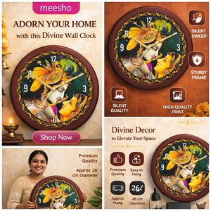 Liviya Model 364 Radha Krishna Silent Quartz Wall <b>Clock</b> <b>Digital</b> Printing Personalized Plastic Home Decor Mother's Day Christmas - Product Image 3