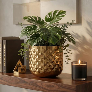 Metal Indoor Pineapple Golden Planter Pineapple Texture Modern Plant Pot <b>Drawing</b> Room Balcony Office Decor for <b>Small</b> Plants Pots - Product Image 4