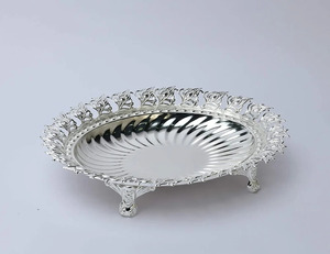 Bol décoratif en métal plaqué argent, luxueux, pour servir des fruits secs, idéal pour un cadeau de mariage, la décoration de la maison et de la table. - Product Image 1