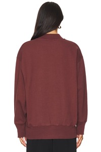 Sudadera de cuello alto oversize para mujer, color granate, con hombros caídos, manga larga, de punto, antiarrugas, para otoño - Product Image 6