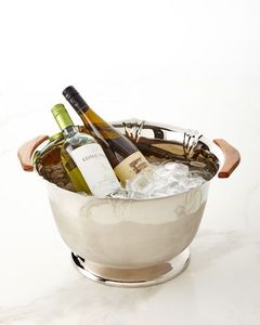 Bucket gold tone bar ware decorative <b>table</b> accessory designer hosting essential classy wine cooler tub upscale metallic decor - Product Image 3