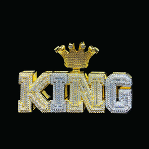 <b>King</b> <b>Crown</b> Pendant Necklace 22k Gold Plated Crystal Rhinestone Hiphop Style Men's Jewelry Everyday Wear - Product Image 3