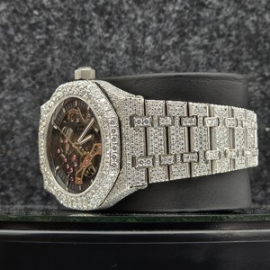 Montre de sport de luxe pour homme 41 mm, cadran analogique glacé, moissanite, bracelet 20 mm en acier inoxydable, logo personnalisé, collection Hip Hop, cadeau de mariage - Product Image 2