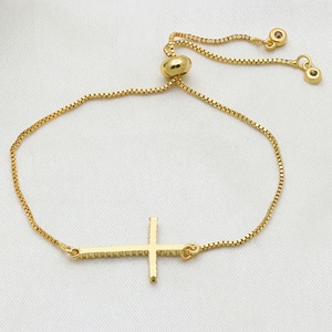 Wholesale 925 <b>Solid</b> Sterling <b>Silver</b> Gold Plated Multicolor CZ Cross Inlaid Adjustable Slider <b>Bracelet</b> Fine Jewelry - Product Image 6