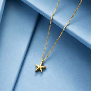 สร้อยคอจี้รูปปลาดาวเคลือบทองคำขาวแท้สำหรับผู้หญิง - Product Image 1