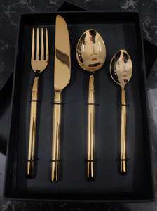 Ensemble de couverts en acier inoxydable avec manches en métal Dream Craft, finition polie miroir, pour steak, dessert, repas occidentaux, thé, dîner - Product Image 6