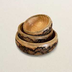 Juego de Tazones de Madera Hechos a Mano con Acabado Fractal Quemado, Estilo Rústico, Bohemio y Campestre - Product Image 3