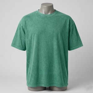 Camiseta Verde Lavada para Hombre, Efecto Desgastado Vintage, Algodón Suave, Cuello Redondo, Estilo Casual Urbano, Corte Holgado, Camiseta de Verano, Logotipo Personalizado - Product Image 2