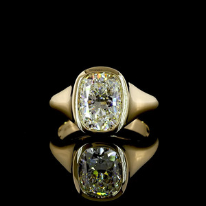 Anillo de Compromiso Solitario con Diamante Cultivado en Laboratorio con Certificación IGI, Corte Cojín, Engaste en Bisel, Oro 10K/14K/18K, Plata 925/935, Bañado en Rodio - Product Image 1