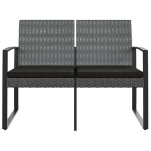 Banc de jardin 2 places en polypropylène gris foncé avec effet rotin - Product Image 3