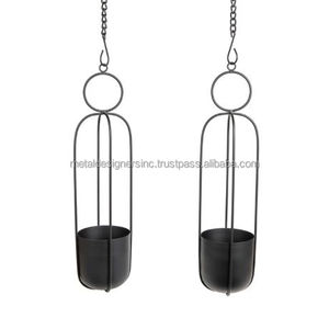 Jardinière suspendue contemporaine en métal doré avec chaîne Home Garden Shopping Mall Décoration Design Set Plantation intérieure et extérieure - Product Image 6