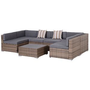 ชุดเฟอร์นิเจอร์สนามหญ้า 7 ชิ้น ชุดโซฟาแบบแยกส่วนสำหรับกลางแจ้ง ชุดเฟอร์นิเจอร์สวน สีเทา - Product Image 5