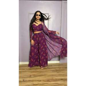 Beaux ensembles Indo Western pour femmes pour les fêtes avec impression numérique - Product Image 3