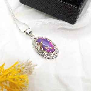 Colgante de Turquesa Cobre Púrpura, Plata de Ley 925, Hecho a Mano, Estilo Boho, Delicado, con Piedra Preciosa Natural, Regalo de Joyería - Product Image 2