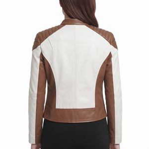 Women's Full Zip Leather <b>Biker</b> <b>Jacket</b> Ladies Stand Collar Leather Motorcycle <b>Jacket</b> Female Side Pockets Leather Moto <b>Jackets</b> - Product Image 2