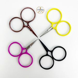 กรรไกรปักลายทรงกลมสีดำ ด้ามจับทรงกลมสีชมพูเหลือง - Product Image 1