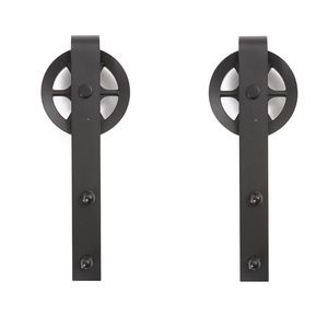 2 Pcs Rustic Black Carbon Steel Sliding Wood Barn Door Hardware Hanger Roller - Product Image 4