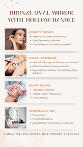 MACY BEAUTY KOREA Vintage Antique Bronze Handheld Mirror Oval <b>Vanity</b> <b>Makeup</b> Mirror with Decorative Hollow Handle Design - Product Image 3