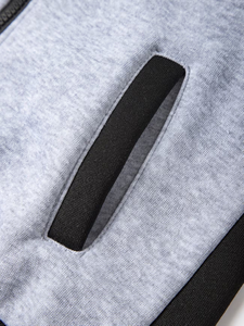 Sudadera con Capucha para Bebés y Niños, Diseño Color Block con Cremallera, Ropa Casual de Otoño, Estampado Azul, Negro y Gris, Tejido de Poliéster y Algodón - Product Image 5