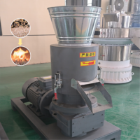 Machine à granulés de biomasse verticale à matrice plate économique avec moteur à roulement à billes, lubrification automatique, haut rendement 200-300 kg/h, agricole