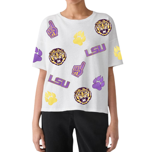 Wholesale Custom Women's Loose Cotton Game Day <b>Baseball</b> Sequin Embroidery Team T-Shirt Breathable Eco-Friendly Customizable <b>Tees</b> - Product Image 5