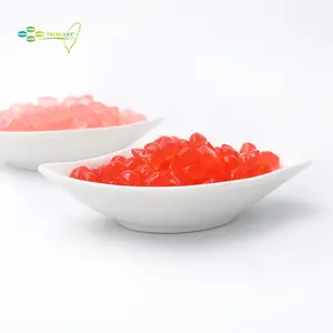 Taiwan Manufacturer Black Tea Topping Strawberry Red Boba Jelly Pearl For Dessert Food Ingredients