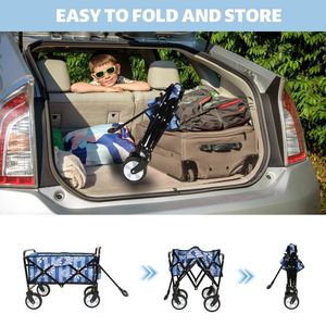 Minimeetall Collapsible Foldable Wagon Cart Colorful Beach Utility Grocery Cart Strapping System for <b>Camping</b> for Outdoor - Product Image 5