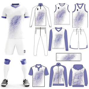 Conjunto de Uniforme de Fútbol para Hombre con Diseño a Cuadros Rojos y Blancos, Ropa Deportiva Transpirable de Poliéster Azul para Adultos, Servicio OEM - Product Image 3