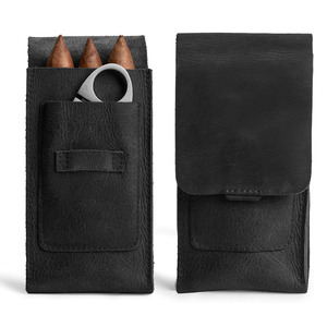 Estuche para cigarros de cuero de alta calidad con cortador integrado y diseño de cuero hecho a mano para uso ejecutivo, a la venta a bajo precio. - Product Image 1