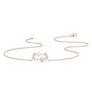 Rose Gold Hexagon <b>Frame</b> Diamond Necklace with Soft Pink Geometric Accent and <b>Floating</b> Sparkle Center Design - Product Image 2