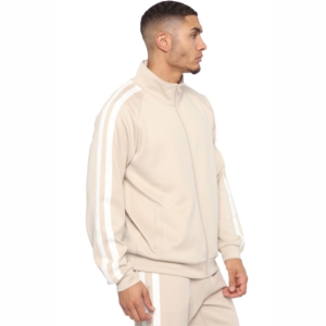 Conjunto deportivo informal de algodón grueso OEM, sudadera con capucha extragrande y pantalones deportivos, conjunto deportivo de alto rendimiento con rayas. - Product Image 4