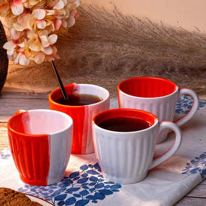 Dynamic Nordic Japandi Glazed Ceramic <b>Tea</b> <b>Mug</b> Set of 4 Eco-Friendly and Microwave Safe with Cork Cap for Mother's Day - Product Image 3