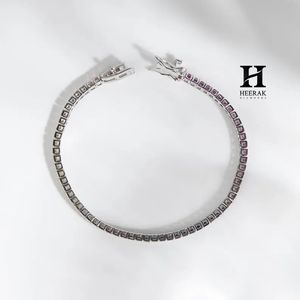 Luxury <b>Rainbow</b> Gradient Tennis <b>Bracelet</b>, Princess Cut Multi-Color Gemstone 18K Gold Jewelry - Product Image 5