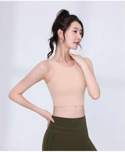 Sujetador deportivo de yoga transpirable y con absorción de sudor para mujer, soporte medio, para ejercicios de alta intensidad, sin espalda, cuello en U, Spandex/Nylon - Product Image 5