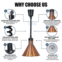 Lampe chauffante professionnelle en acier inoxydable pour buffet et maintien au chaud des aliments, équipement de cuisine pour hôtels, restaurants et cuisines commerciales