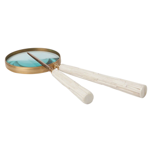 Loupe de poche vintage en métal massif avec lentille en verre optique et poignée en bois pour la lecture et la décoration artisanale - Product Image 2