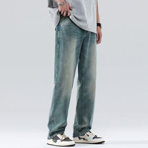 Jeans rétro pour hommes, best-seller, design américain, noir et gris, coupe ample et droite, denim pour hommes - Product Image 2