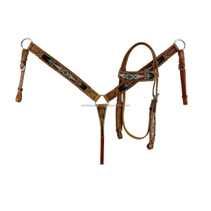 Conjunto de cuello de pecho y cabeza con cuentas occidentales de cuero de vaca 100% de calidad superior fabricado por proveedor al por mayor - Product Image 1