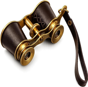 Heavy-duty polished brass and chrome big ocular naval binocular mounted on a wooden floor tripod, available at wholesale prices. - Product Image 5