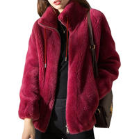 Damen Winter Warmer Sherpa Langer Mantel Einfarbig Superweicher Fleece Maßgeschneidert Lässig Langarm Wollfutter Atmungsaktiv