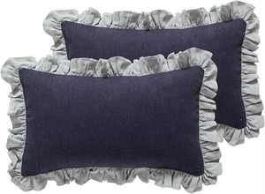Cream Rectangle <b>Cushion</b> <b>Cover</b> with <b>Ruffle</b> Edge Classic Home Decor Pillow Case 100% Cotton Washable Envelope Closure - Product Image 3
