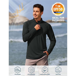 เสื้อแขนยาวผู้ชายสำหรับออกกำลังกาย ซิป ¼  ป้องกันแสงแดด UPF 50+ เสื้อยืดวิ่งกลางแจ้ง ระบายเหงื่อได้ดี - Product Image 3