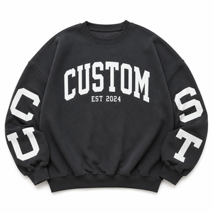 Sudadera Oversize de Cuello Redondo para Mujer con Logo Personalizado, Manga Ancha, Estampado de Letras, Tejido Grueso, Estilo Casual, Venta al por Mayor OEM ODM - Product Image 3