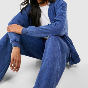 Nouvel ensemble de survêtement élégant pour femme, effet délavé, respirant, à manches longues, poids lourd - Product Image 4