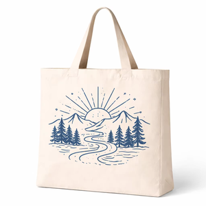 250gsm Cotton <b>Canvas</b> <b>Tote</b> Bag Long Handle Eco Friendly Reusable Shopping Bag Custom Landscape Print <b>Tote</b> Wholesale Bulk - Product Image 1
