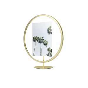 Modern <b>Gold</b> Floating <b>Picture</b> <b>Frame</b> With Metal Pedestal Stand Minimalist Glass Photo Display For Desktop Office And Gallery Wall - Product Image 6