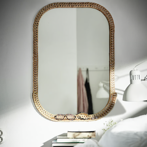 Miroir rond en rotin floral moderne du Vietnam, décoration murale artisanale - Product Image 3