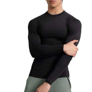 Custom Compression <b>TShirt</b> Long Sleeve Mens MMA Rashguard Breathable Sublimation BJJ <b>Swimming</b> Compression Shirt Oem Wholesale - Product Image 1